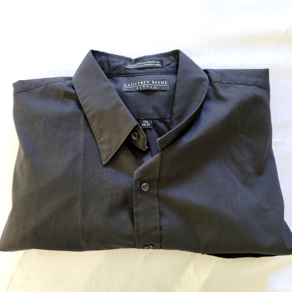 Geoffrey Beene Fitted Black Dress Shirt 17.5 Neck Size 34/35